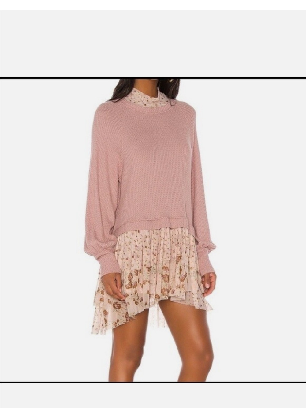 Free People Opposites Attract Mini Dress Romantic Ruffle Pink Floral. Size small
